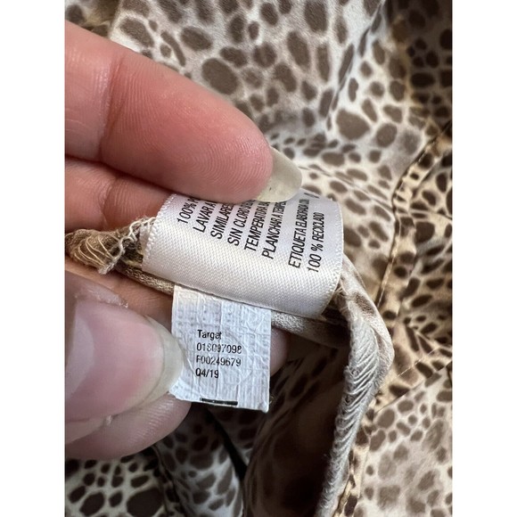 A NEW DAY WOMENS DRESS SZ XS LEOPARD ANIMAL PRINT BROWN SHORT SLEEVE Ruffle HEM - Picture 6 of 6